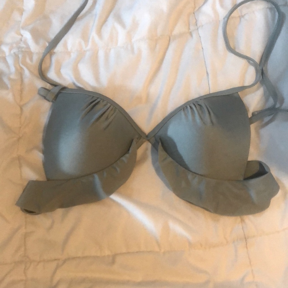 Sage green ruffled bikini top